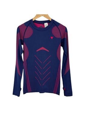 YAS Long Sleeve Athletic Top Womens S/M Navy Blue Pink Running Base Layer VGUC